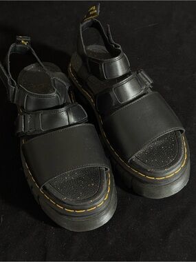 Dr. Martens Black Leather Ricki 3 Strap Sandals Women 11 US